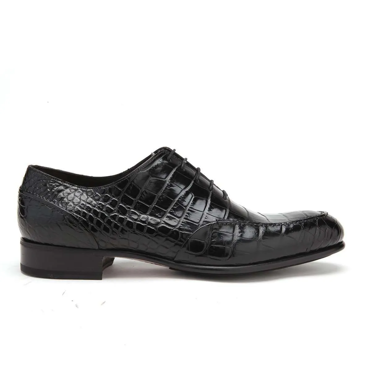 Caporicci 3319 Men's Luxury Italian Designer Shoes Black Exotic Alligator Oxfords (CAP1017)