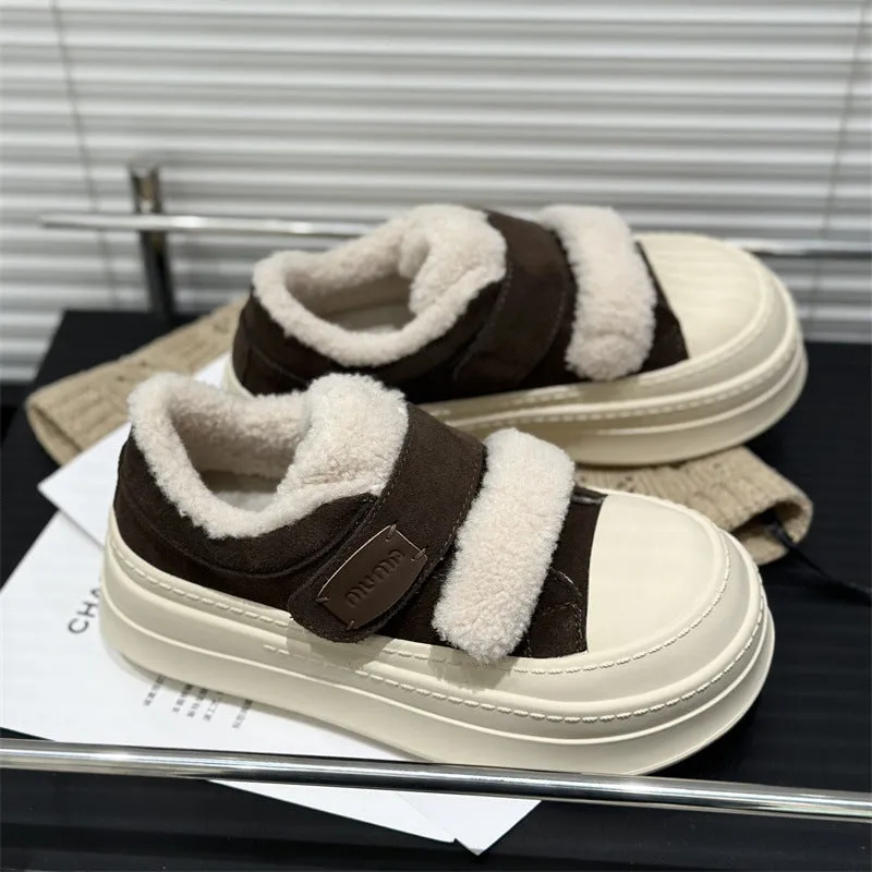 Cozy Velcro Platform Sneakers with Faux Fur Lining