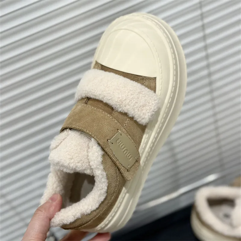 Cozy Velcro Platform Sneakers with Faux Fur Lining