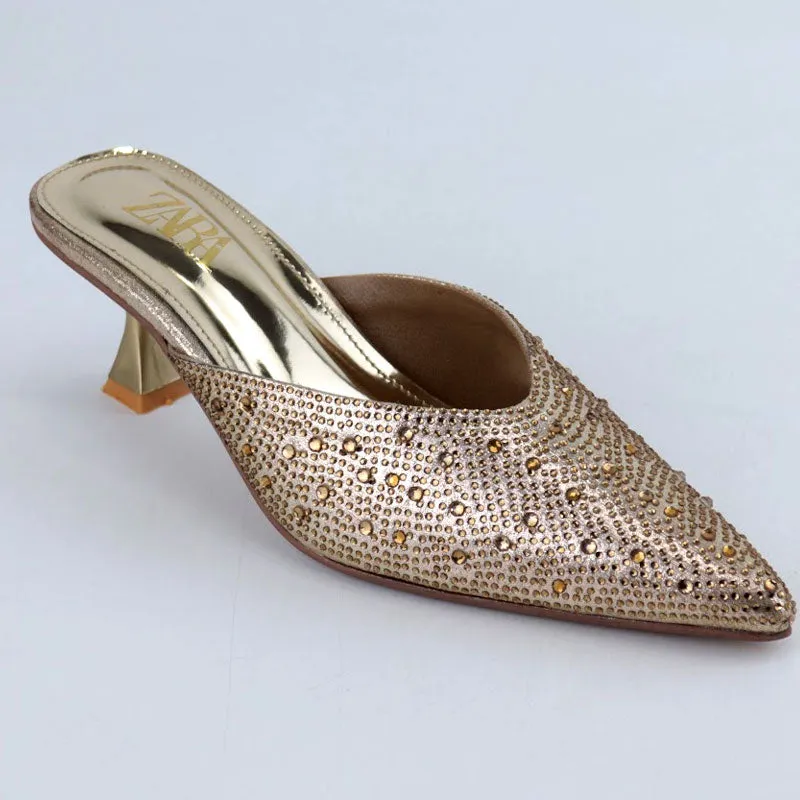 Diamante Mules Women Court Shoes Heels #2744 #22
