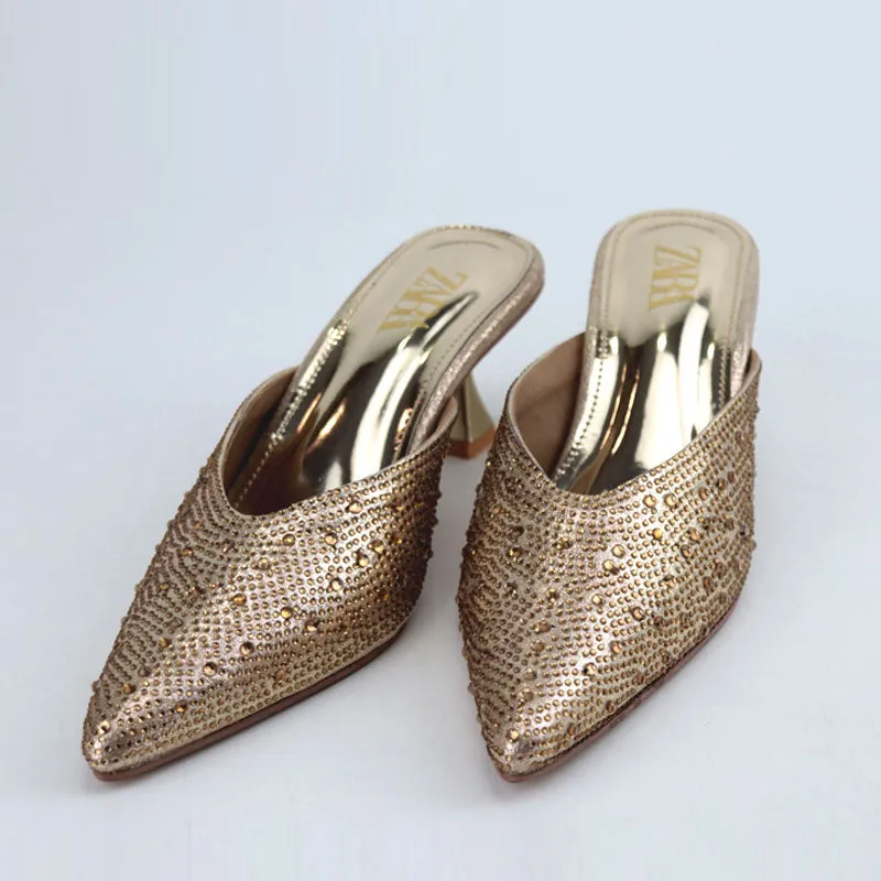 Diamante Mules Women Court Shoes Heels #2744 #22