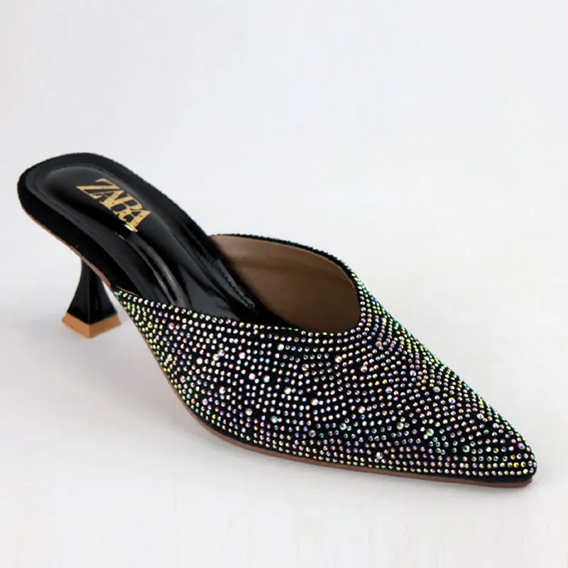 Diamante Mules Women Court Shoes Heels #2744 #22