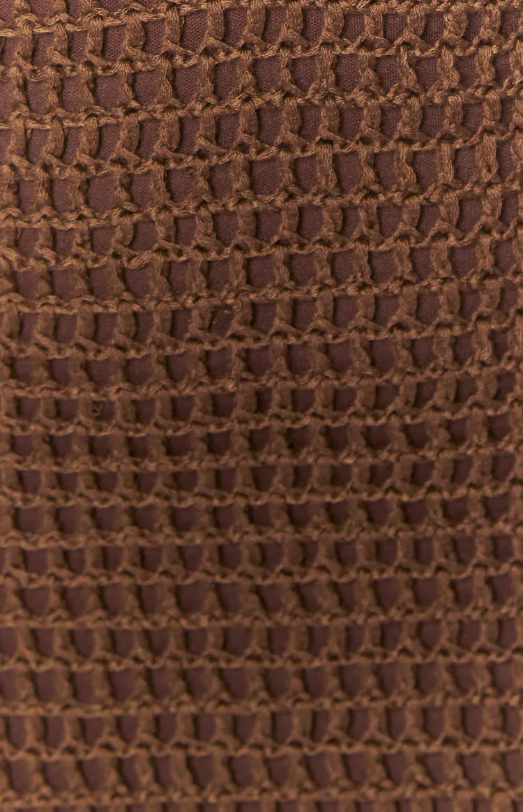 Donovan Brown Crochet Mini Dress