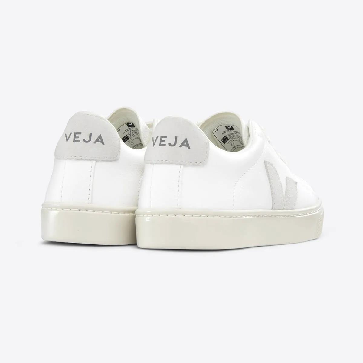 Esplar Teen Small Chrome-Free Leather Trainers in Extra White / Natural by Veja - Last One In Stock - 32 EUR