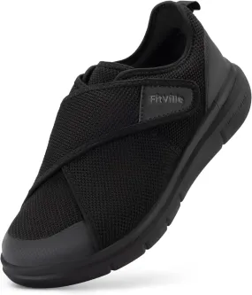 FitVille Diabetic Shoes for Men Extra Wide Width Adjustable Closure Walking Shoes Swollen Feet Shoes for Neuropathy Pain Relief - EasyTop V5