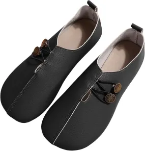 Flats Shoes Women Comfortable Fashion Round Toe Flats Casual Dressy Ballet Flat Shoes Lightweight Soft Non Slip Business Work Loafer Elegant Slip On Loafers with Button