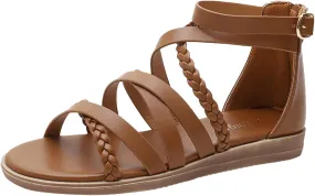 Gladiator Sandals for Women Summer Braided Strappy Flats Sandal Open Toe Ankle Strap Flats Sandalias Para Mujer Shoes