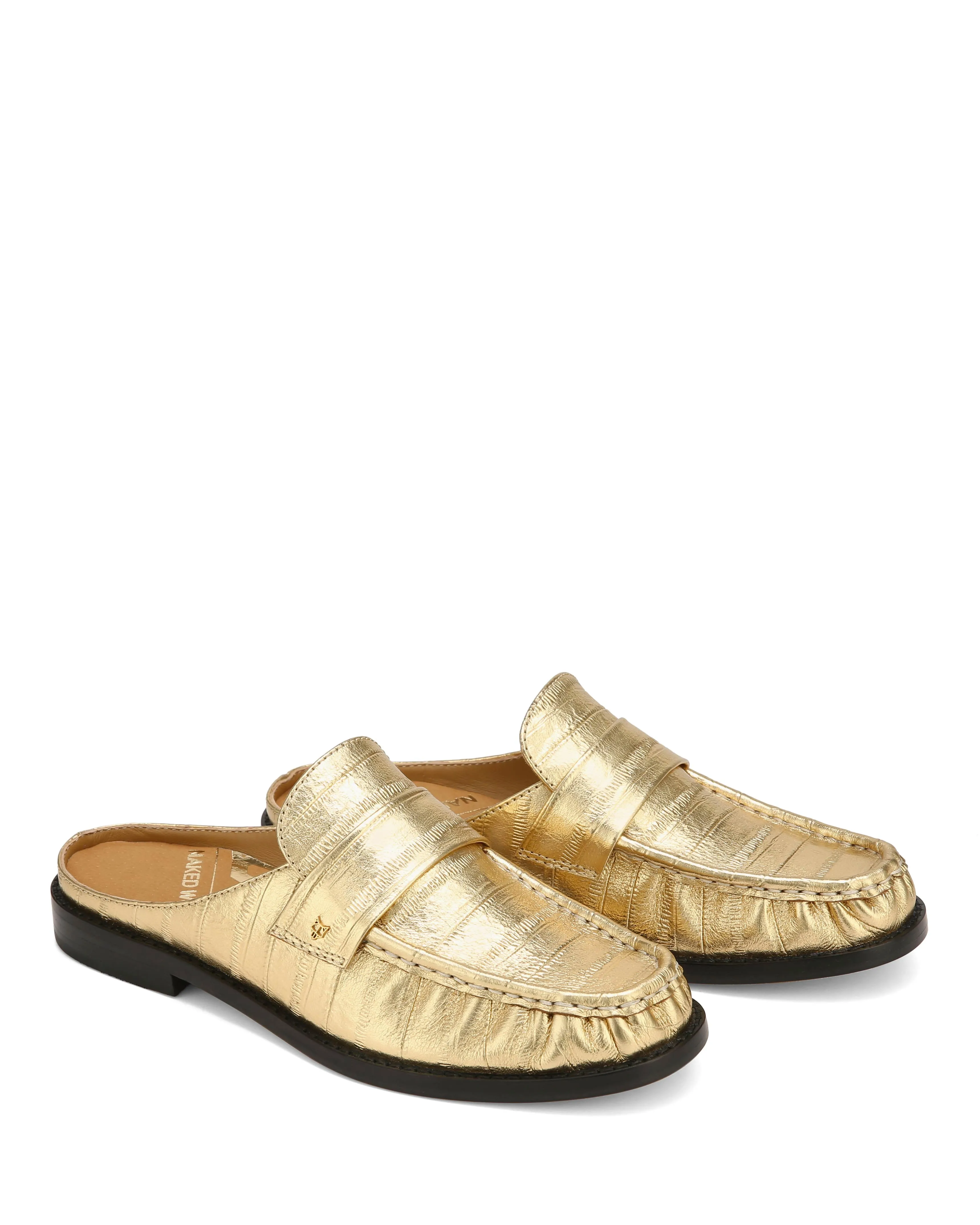 Gleam Eel Print Leather Gold