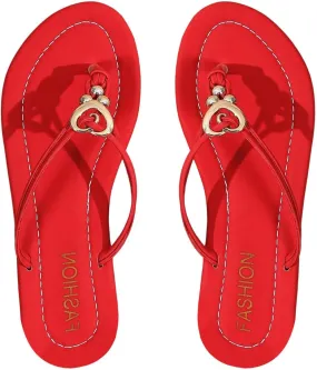 GORGLITTER Women's Summer Beach Flip Flops Ring Linked Beaded Slide Thong Flat Sandals