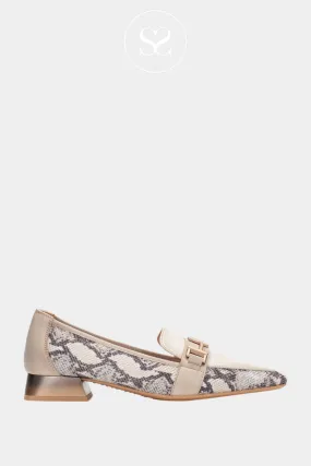 HISPANITAS SHV253816 PYTHON/CREAM BLOCK HEEL LOAFERS
