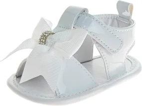 Josmo Baby Girl Sandals Summer Crib Sandals Bowknot Soft Sole Infant Girls Princess Dress Flats First Walker Shoes Size 2-4 Infant