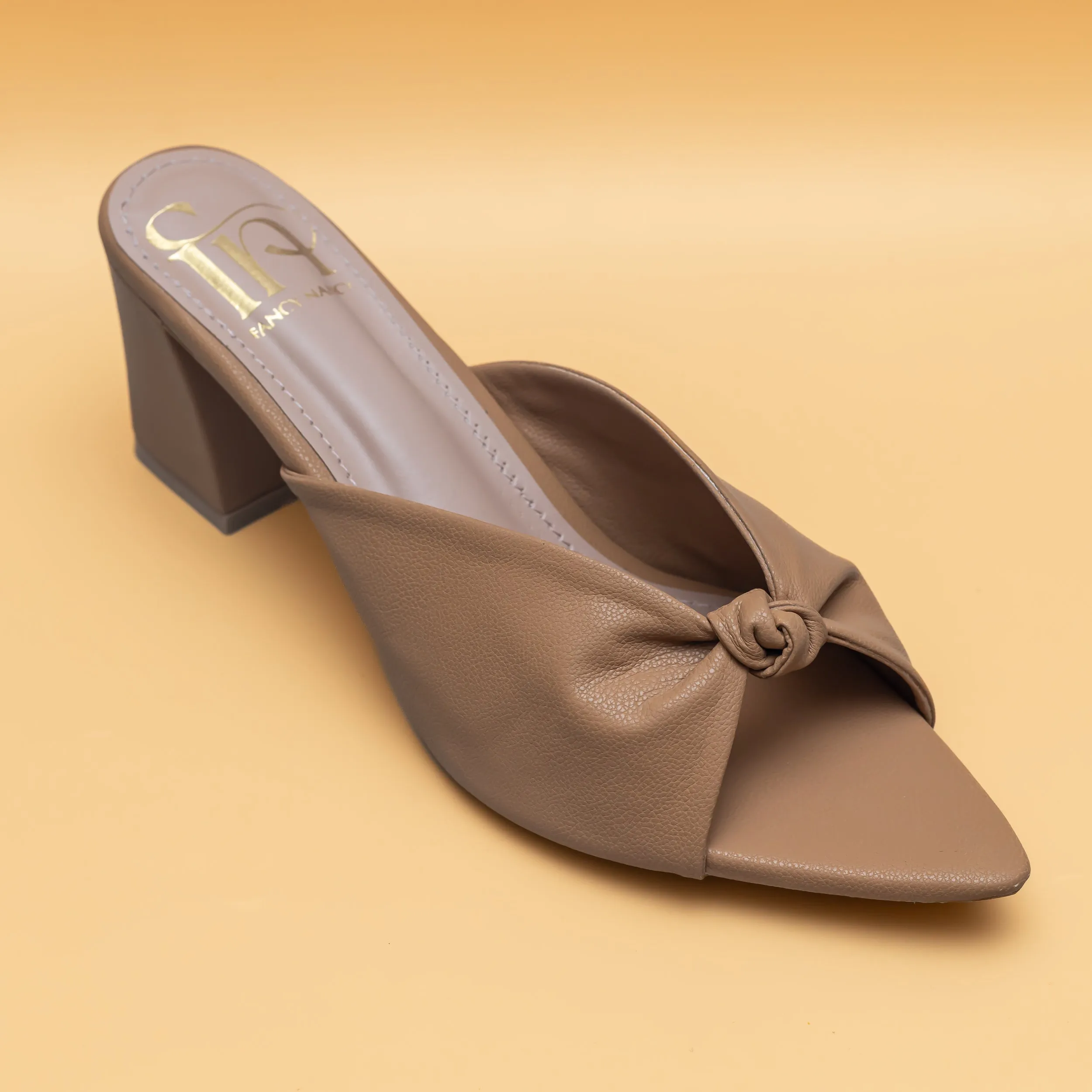 Knotty Heel Mules - Beige