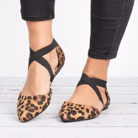 Leopard Pointed Toe Suede Flats