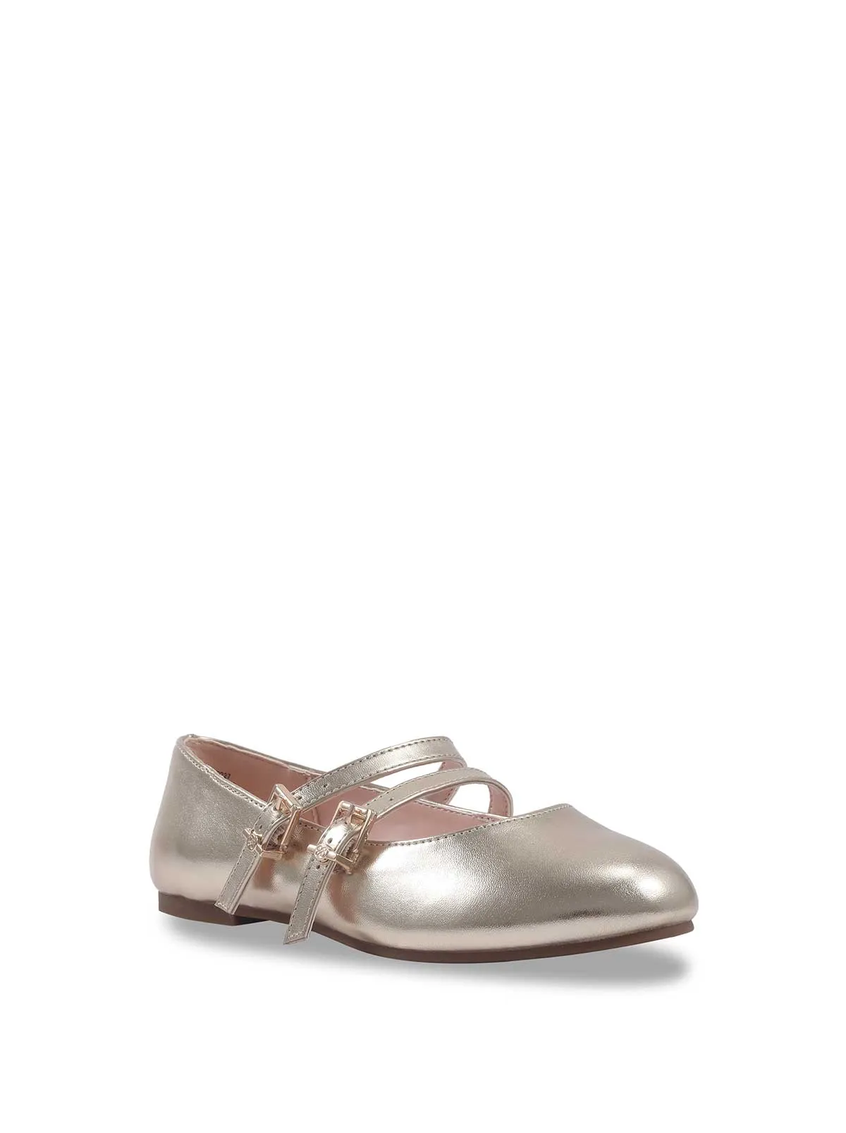 Little Girls' Amy Double Strap Ballet Flat in Soft Gold