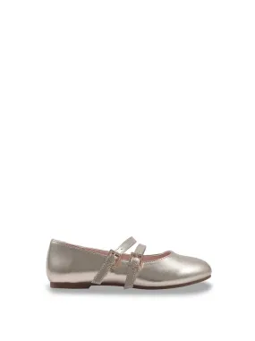 Little Girls' Amy Double Strap Ballet Flat in Soft Gold