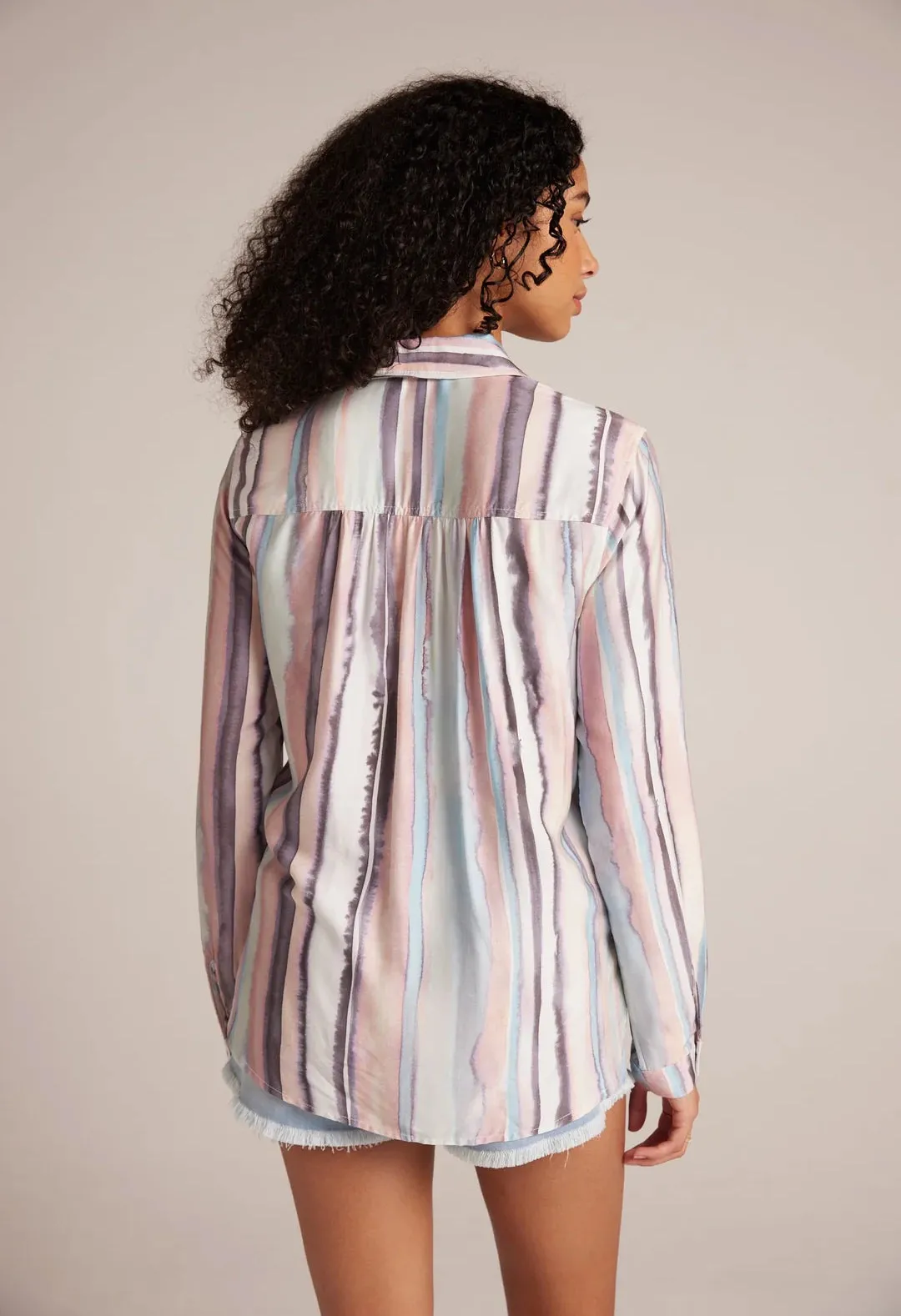Long Sleeve Rounded Hem Button