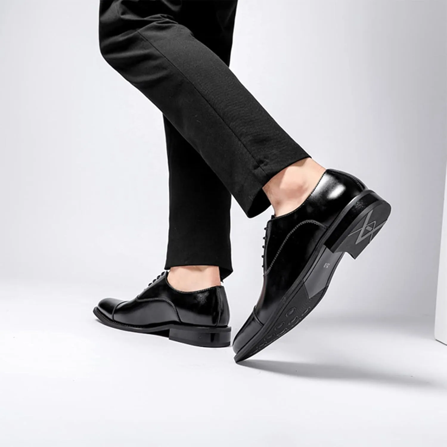 Men's Dress Leather Lace Up Derby Uniform Shoe Oxford Dress Shoes Formal Brogues Men Oxfords Brown- US9.5/UK8.5/EU42