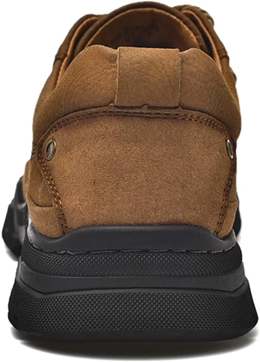 Men's Premium Casual Sneakers, Side Perforated Design, Leather Walking Sneakers, Driving Shoes, Outdoor Sneakers, Comfortable, Soft, Breathable, Non-Slip