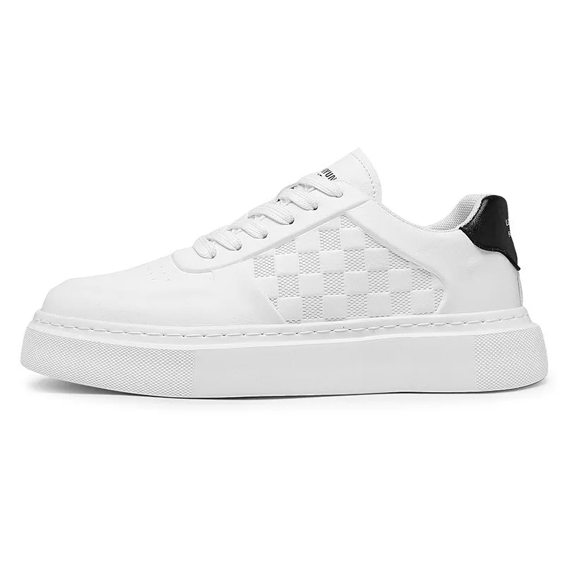 Men's Versatile Genuine Leather Casual White Sneakers