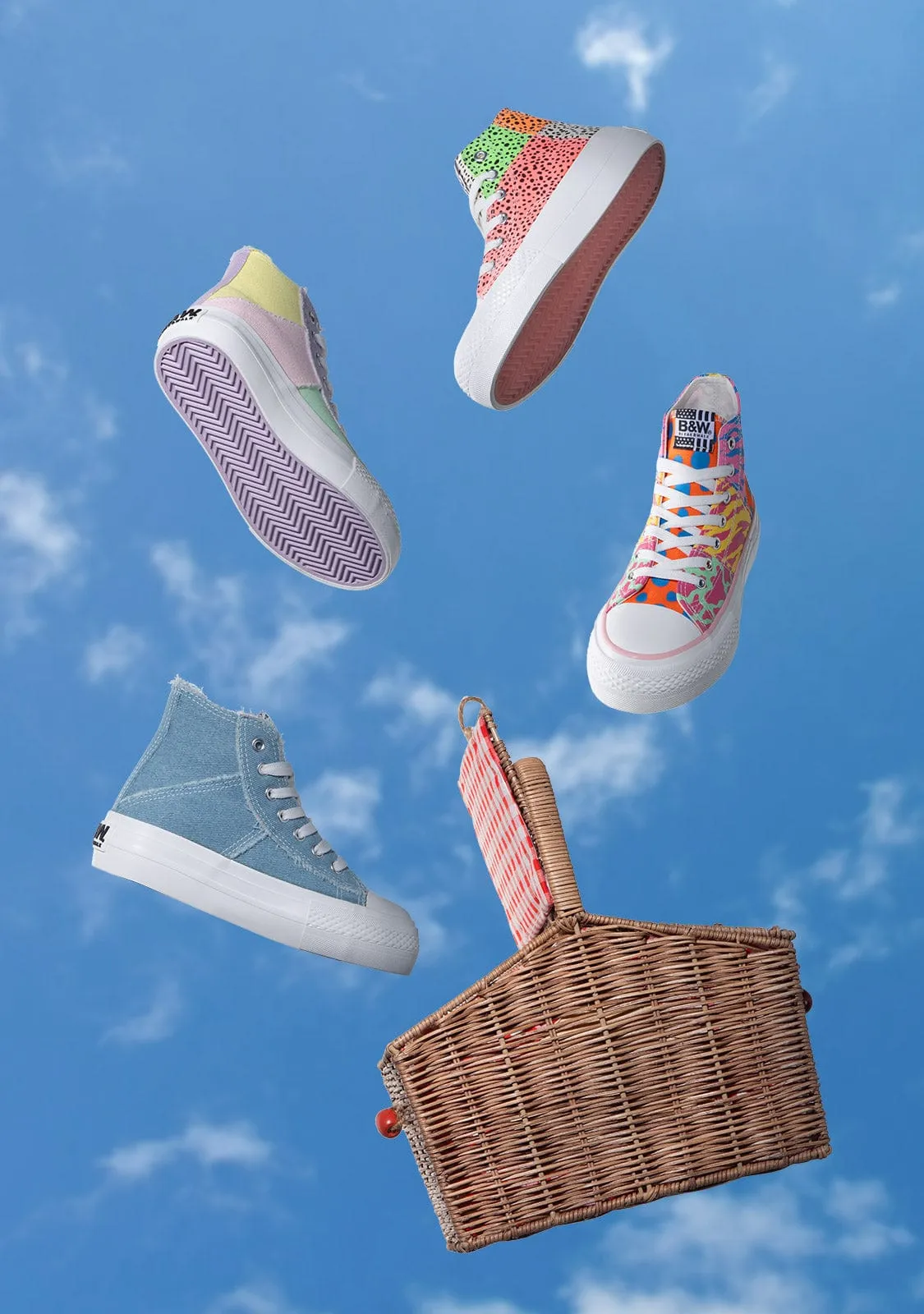 Multicolour Patchwork High Top Sneakers B&W