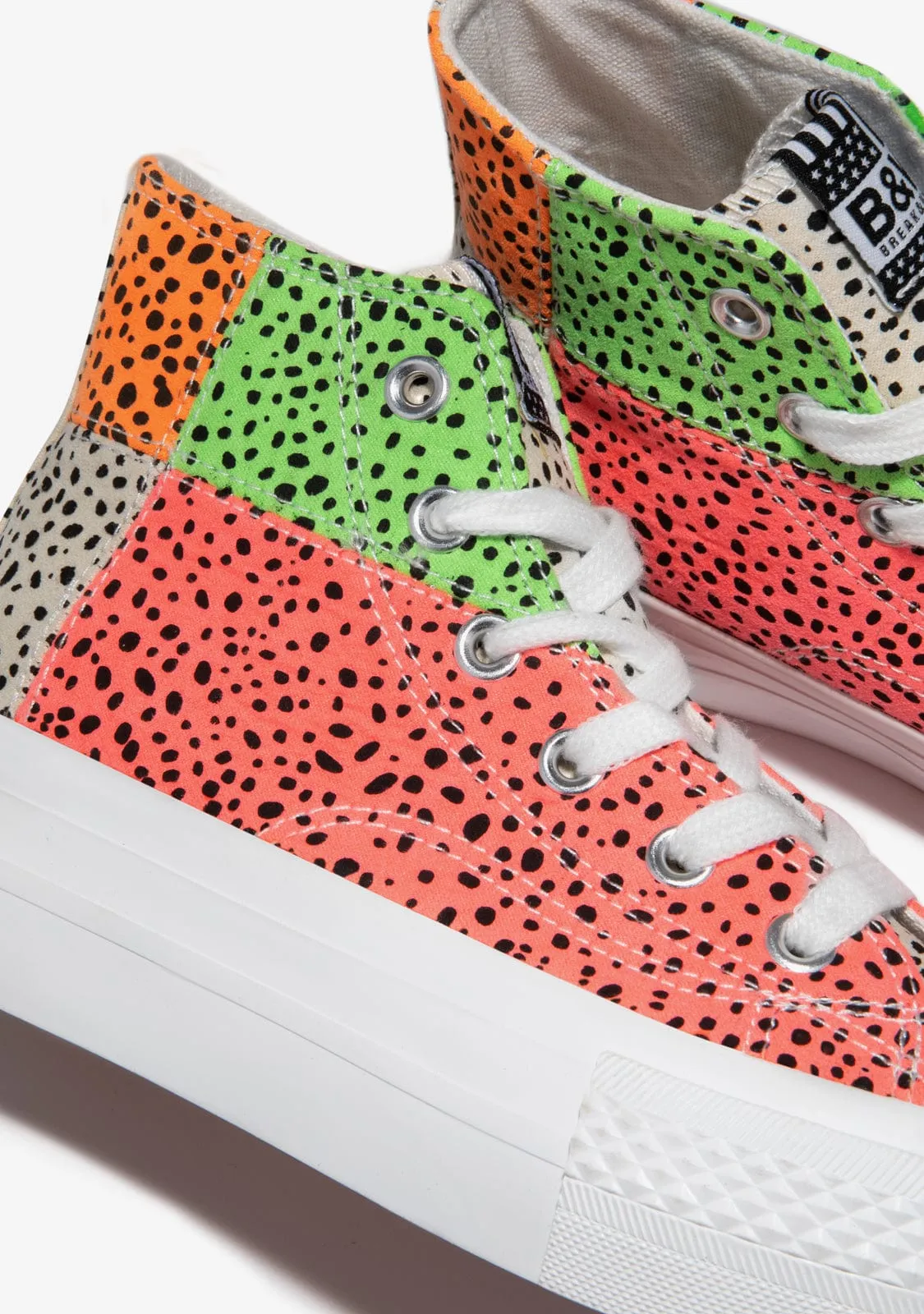 Multicolour Patchwork High Top Sneakers B&W