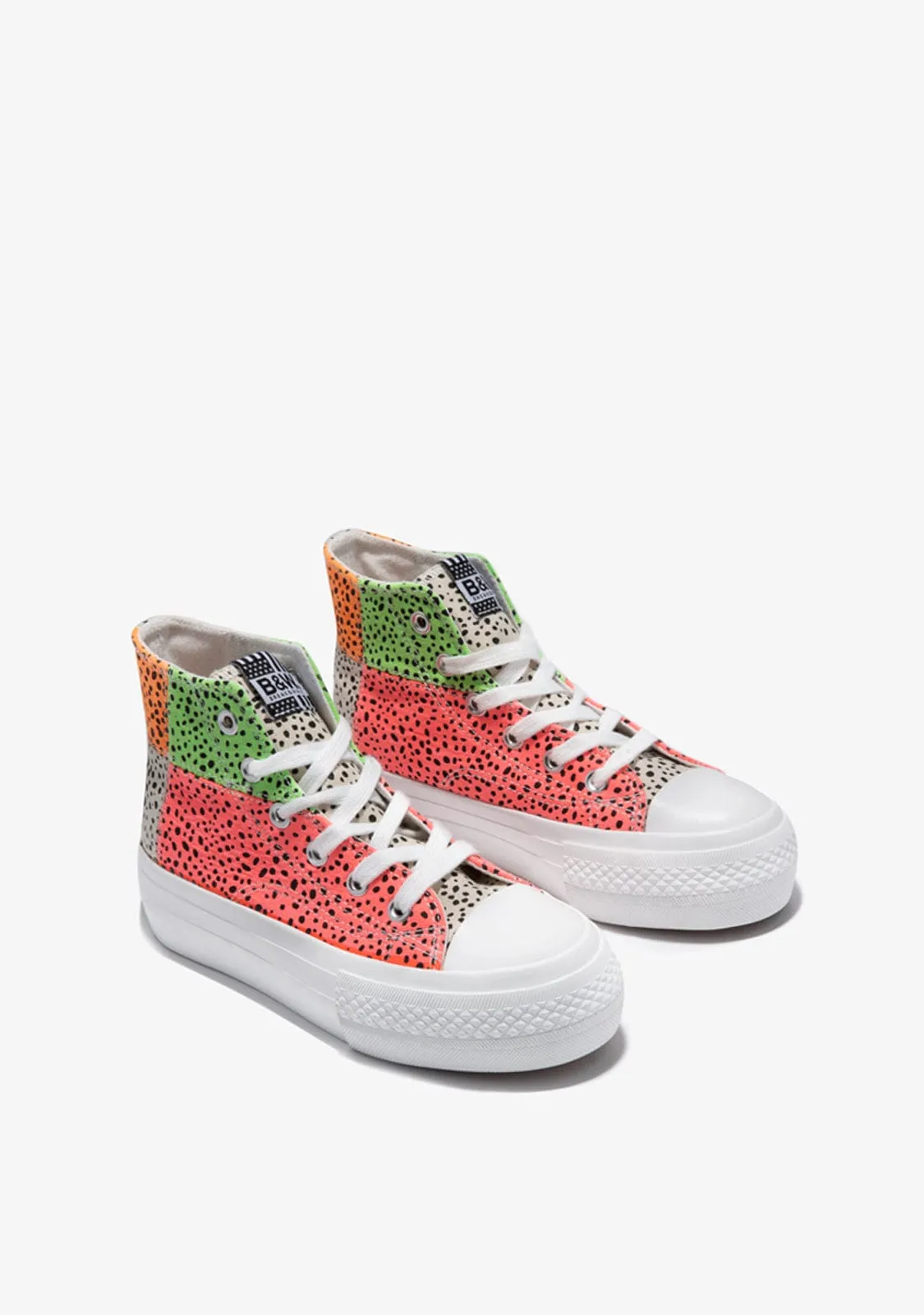 Multicolour Patchwork High Top Sneakers B&W