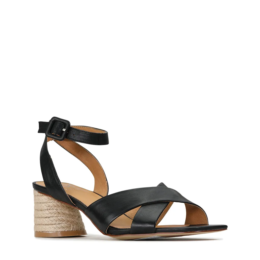 PETRICE LEATHER ANKLE STRAP HEELED SANDAL