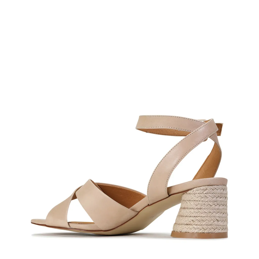 PETRICE LEATHER ANKLE STRAP HEELED SANDAL