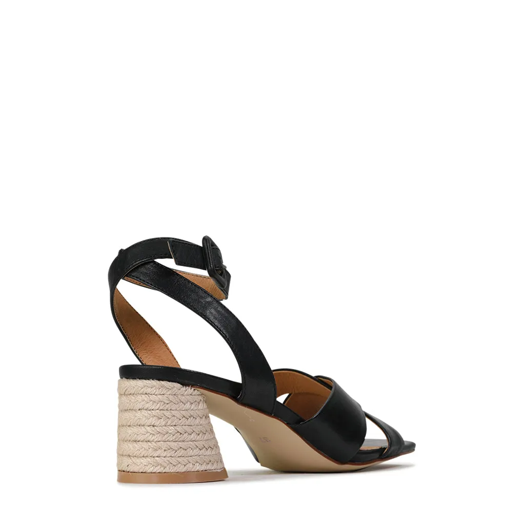 PETRICE LEATHER ANKLE STRAP HEELED SANDAL