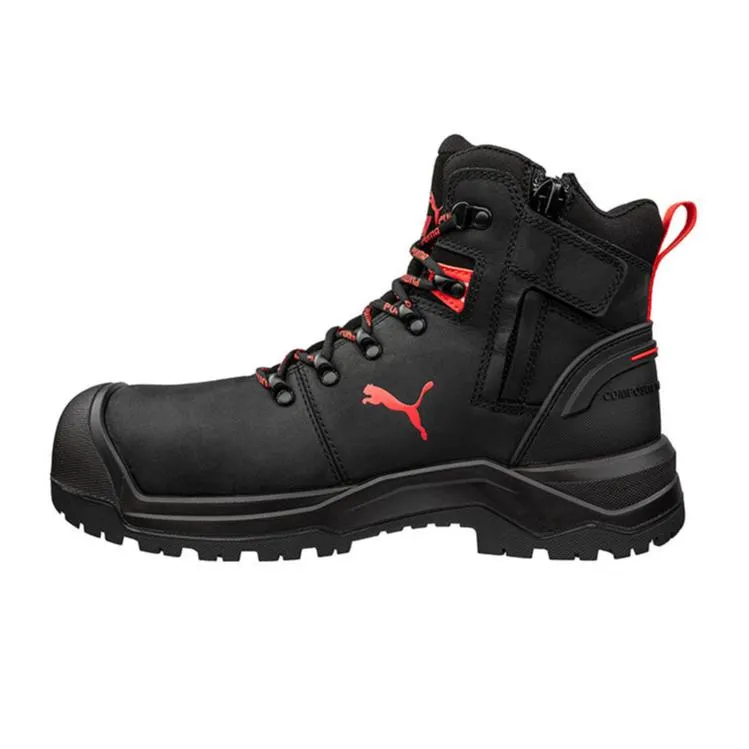 Puma Black Iron HD Mid Fibreglass Toe Cap Zip Sided Lace Up Safety Boot With Scuff Cap (632747) (Pre Order)