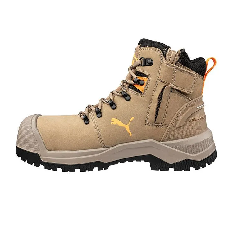 Puma Stone Iron HD Mid Fibreglass Toe Cap Zip Sided Lace Up Safety Boot With Scuff Cap (632757) (Pre Order)