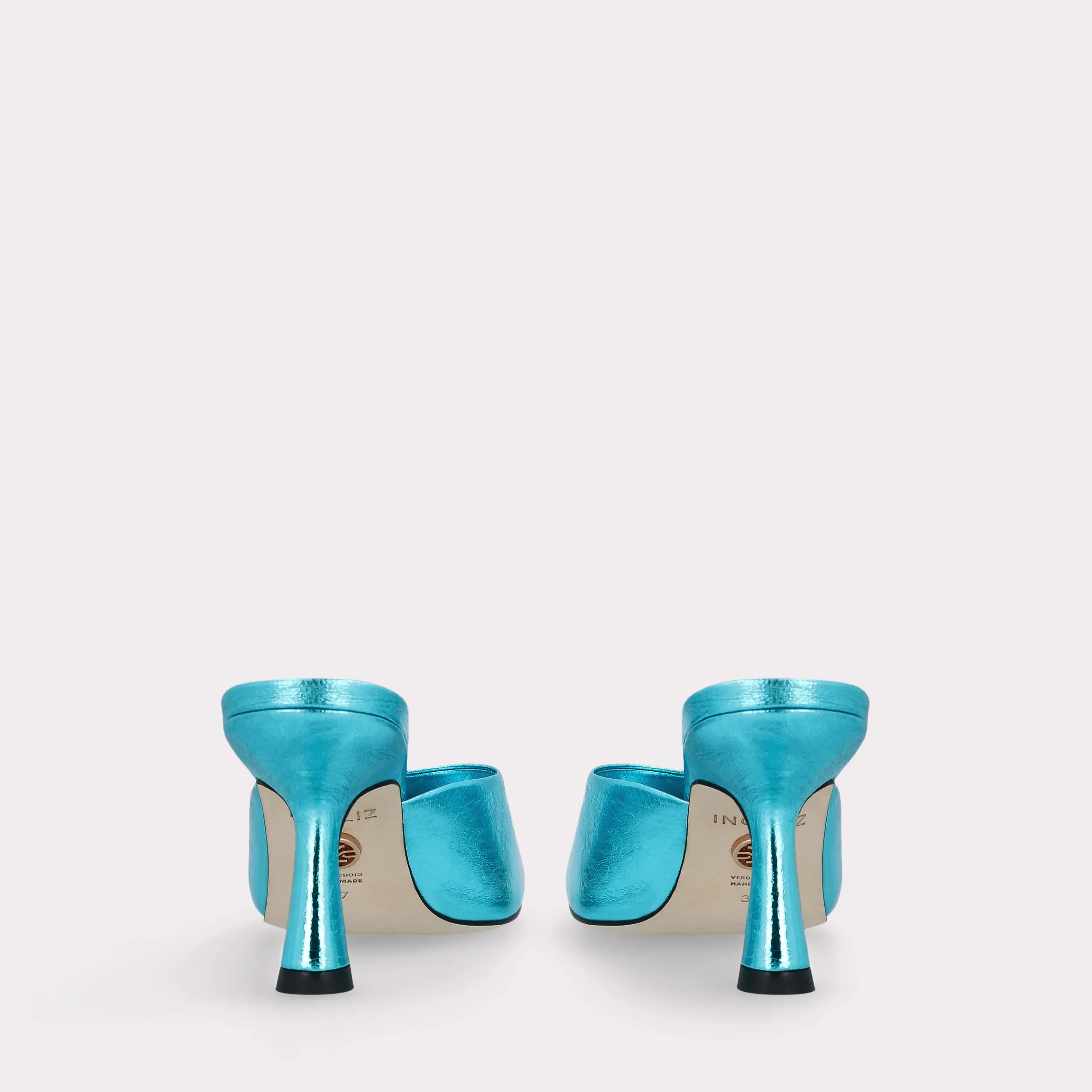 RENY BLUE METALLIC LEATHER MULES