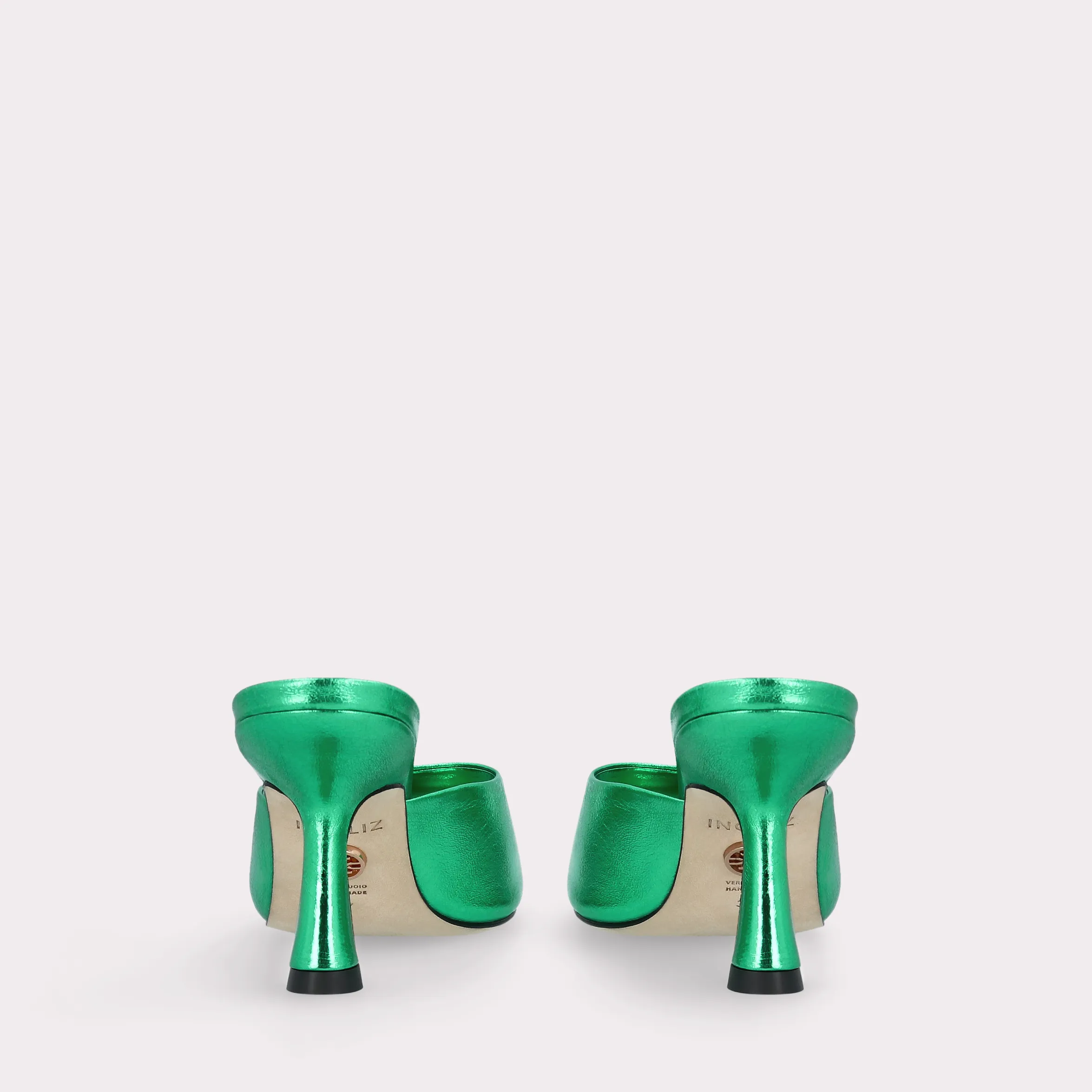 RENY CLOVER GREEN METALLIC LEATHER MULES
