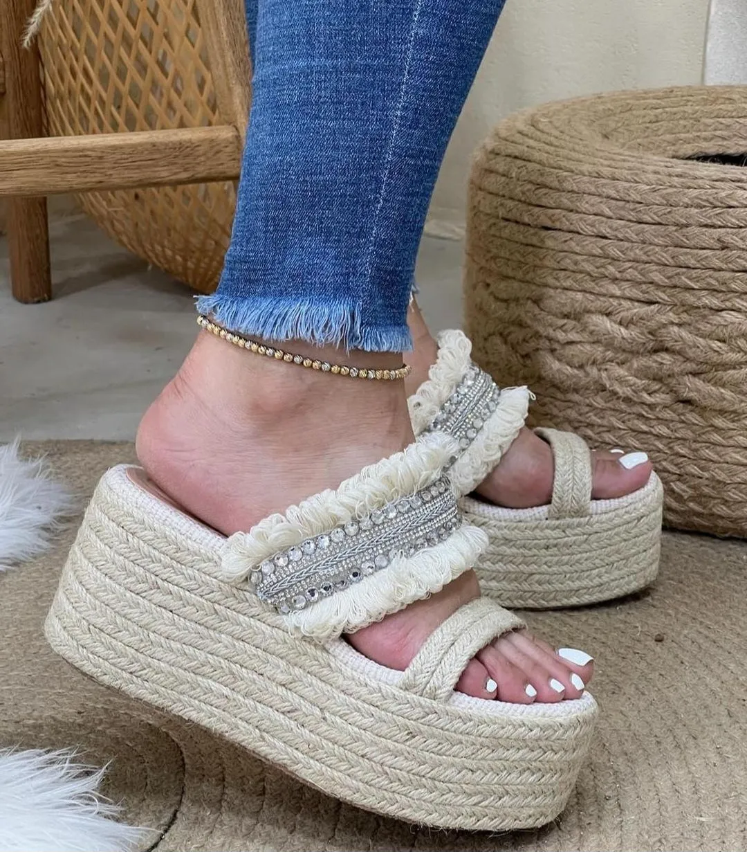 Silver Light Jute Espadrille