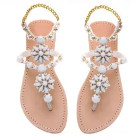 Summer White Flower Bunions Flats