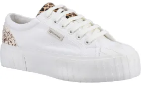 Superga 2631 Calfhair Details Womens Lace Up Animal Print Trainer
