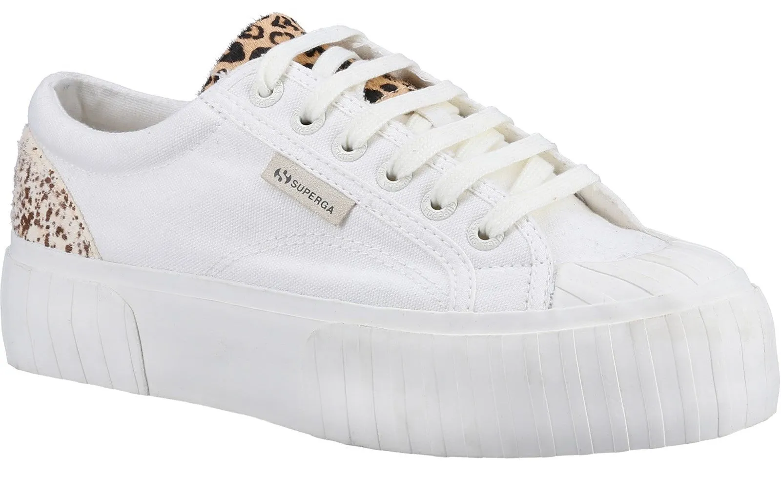 Superga 2631 Calfhair Details Womens Lace Up Animal Print Trainer