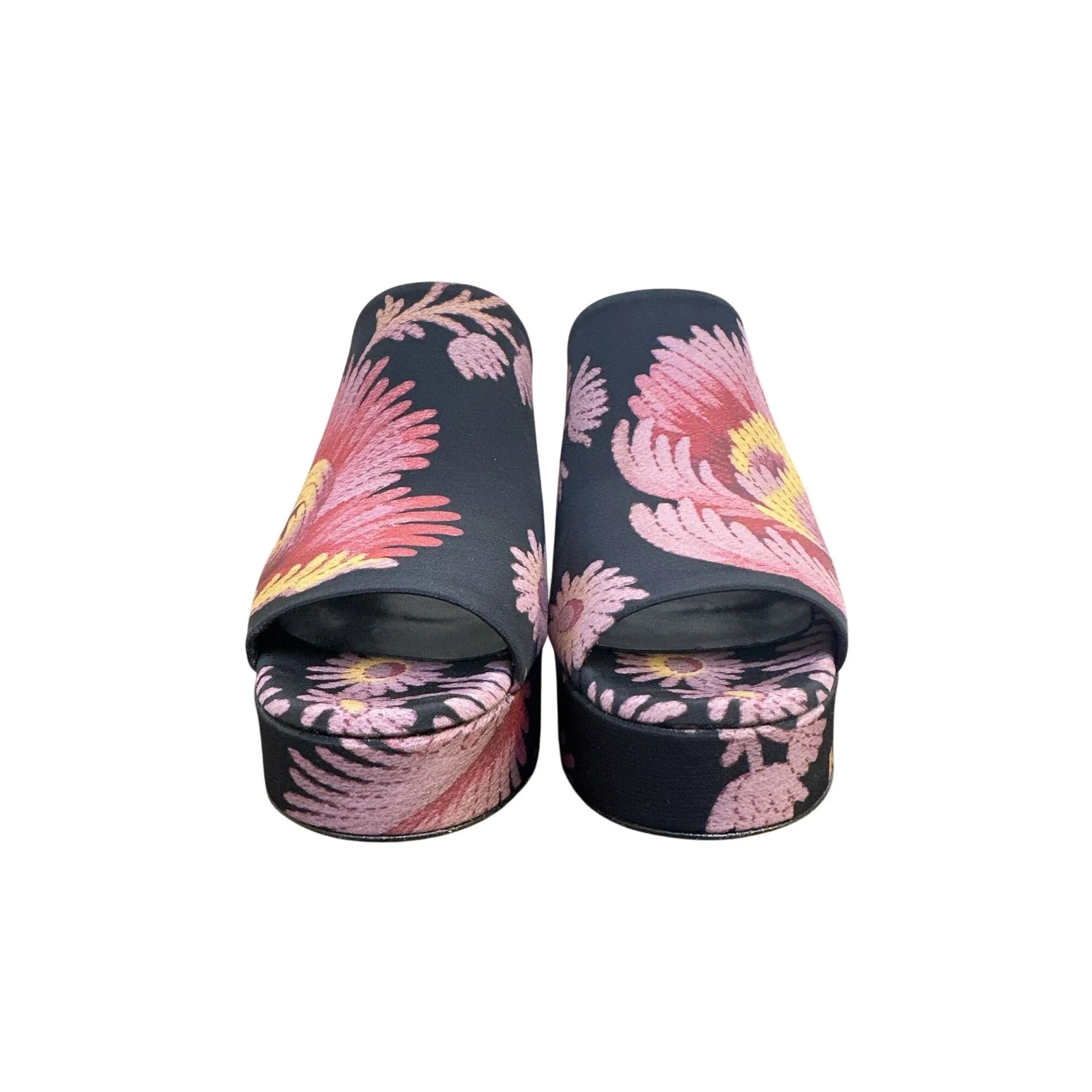 Ted Baker Floral Platform Heeled Mules Black/Pink Size 7.5