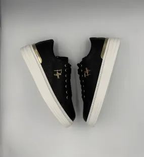 “TRIGRECA” PALZINI SNEAKER IS PERFORATED BLACK LEATHER