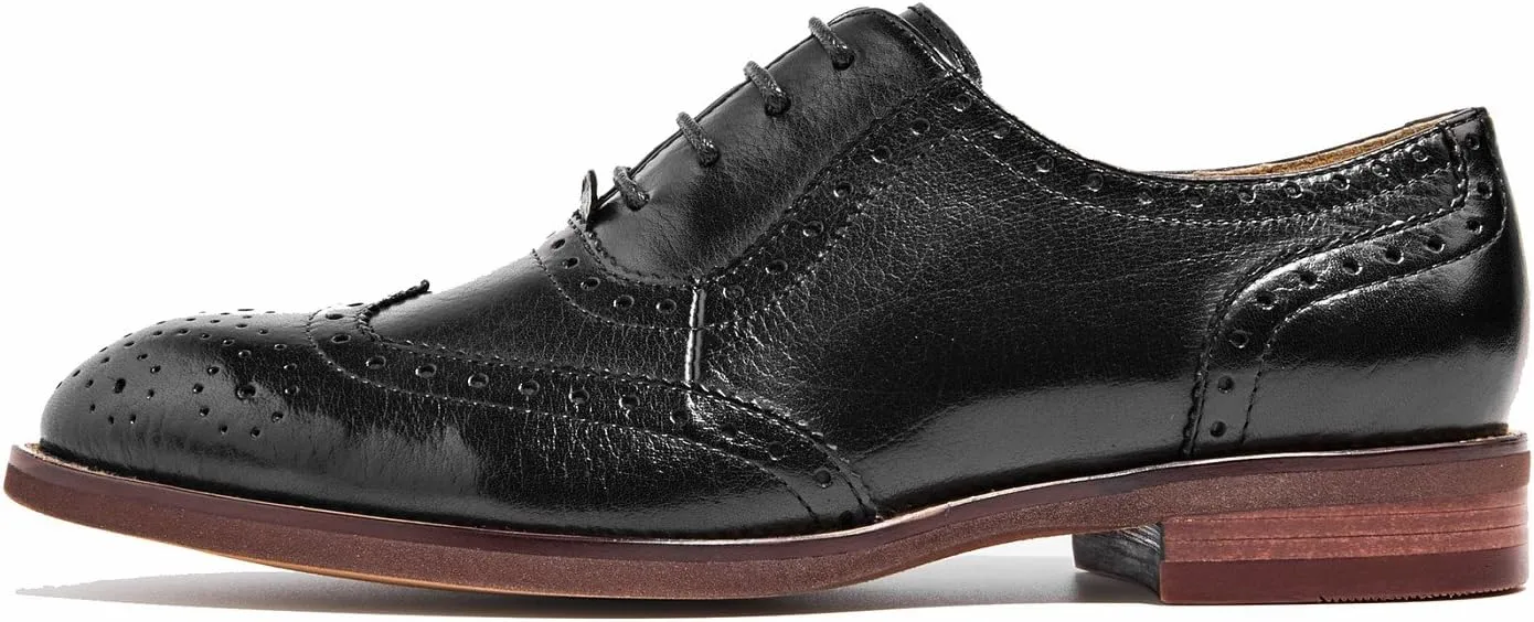U-lite Women's Perforated Lace-up Wingtip Leather Flat Oxfords Vintage Oxford Shoes Brogues…