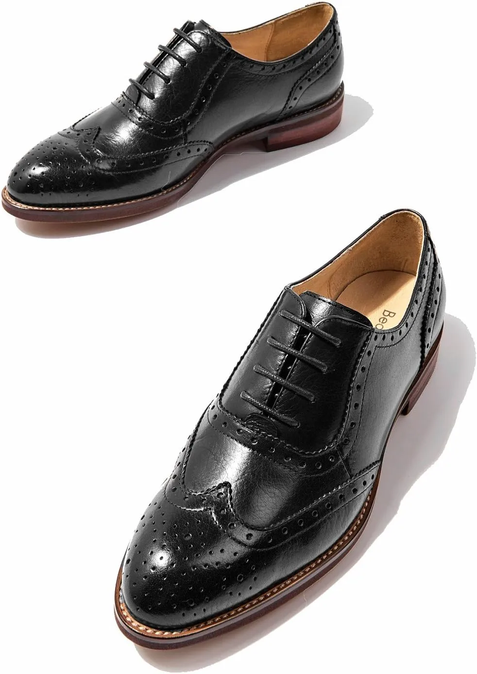 U-lite Women's Perforated Lace-up Wingtip Leather Flat Oxfords Vintage Oxford Shoes Brogues…