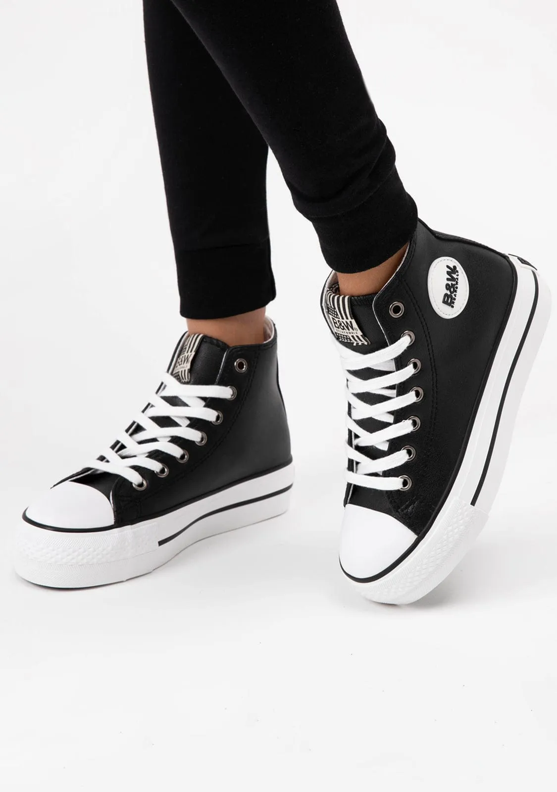 Unisex Black Logo Hi-Top Sneakers Napa B&W