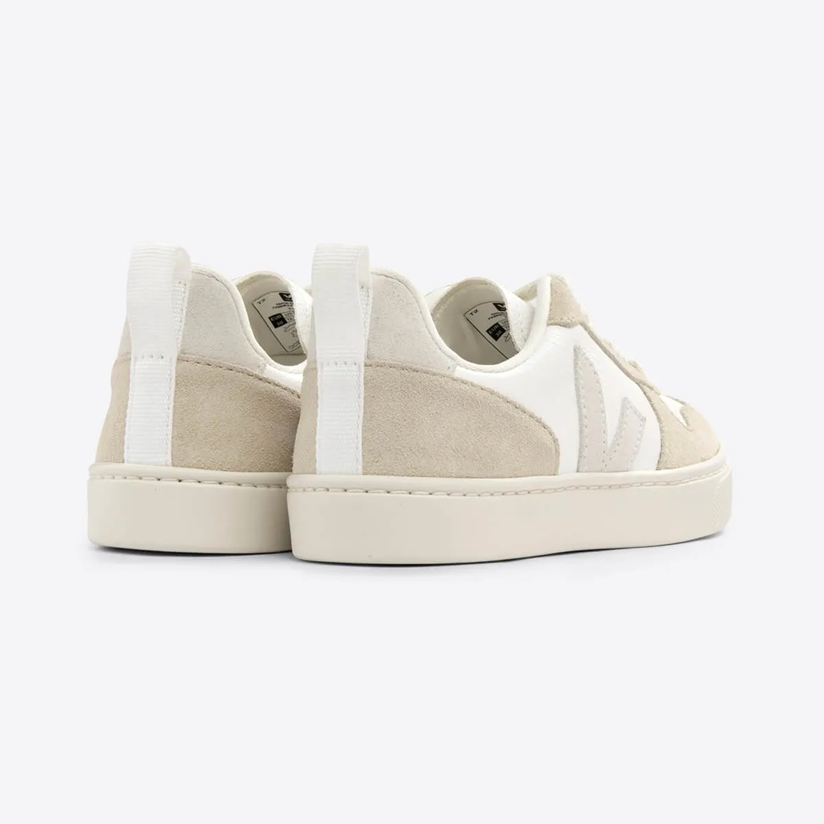 V-10 Teen Lace Leather Trainers in Extra White / Natural / Almond by Veja