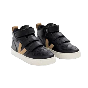 Veja V-10 Mid Winter Velcro Leather Shoes - Black Dune