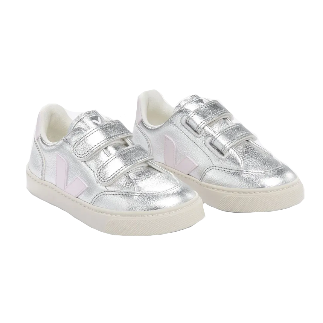 Veja V-12 Velcro Leather - Silver Lassi