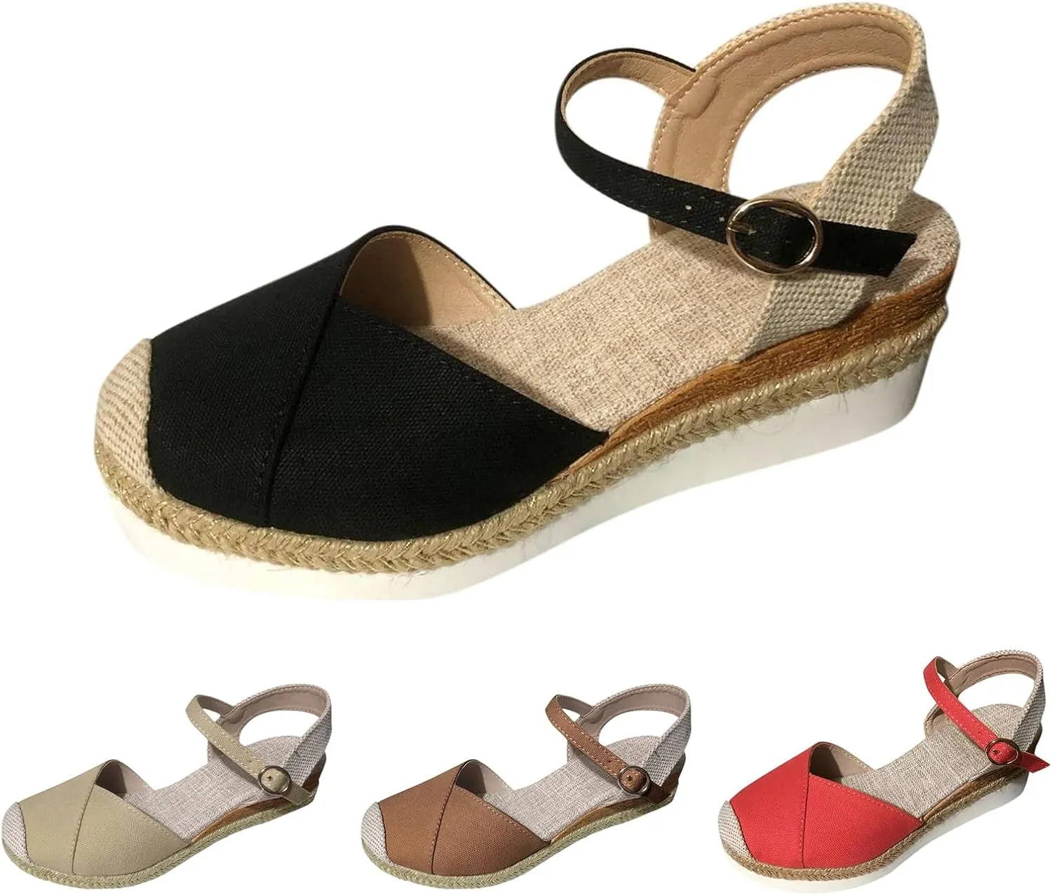 Wedge Sandals for Women 2025 Womens Orthopedic Sandals Closed Toe Ankle Strap Espadrilles, Casual Strappy Slip on Beach Boho Sandal Comfortable Outdoor Platform Shoes