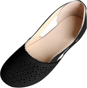 Wide Width Flats for Women Comfortable Closed Toe Casual Hollow Out Sandals Breathable Orthotic Wedge Sandals Arch Support Slip on Flats Lightweight Walking Beach Shoes