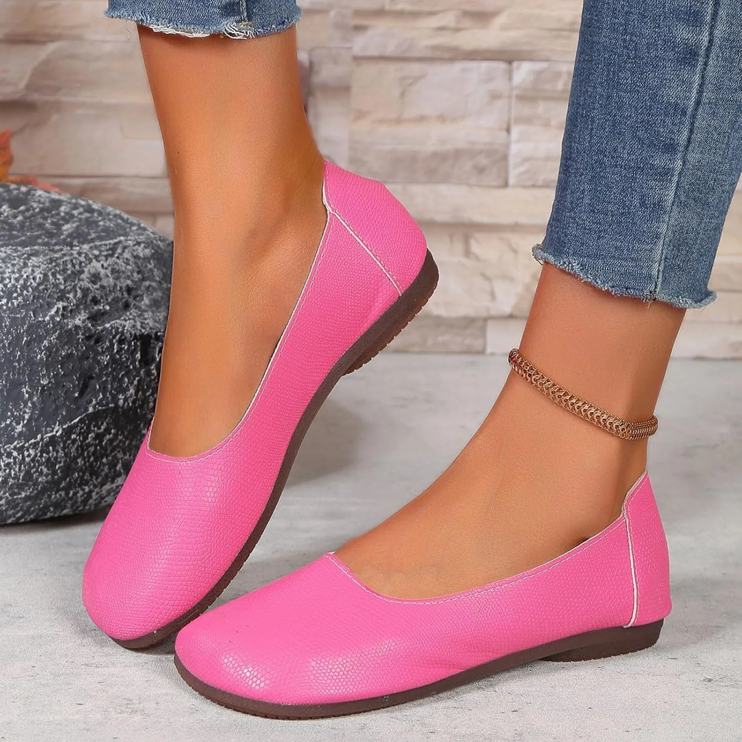 Women's Flats Shoes Summer Comfortable Closed Toe Slip on Ballet Flats Casual Soft Bottom Driving Work Walking Shoes Elegant Wedges