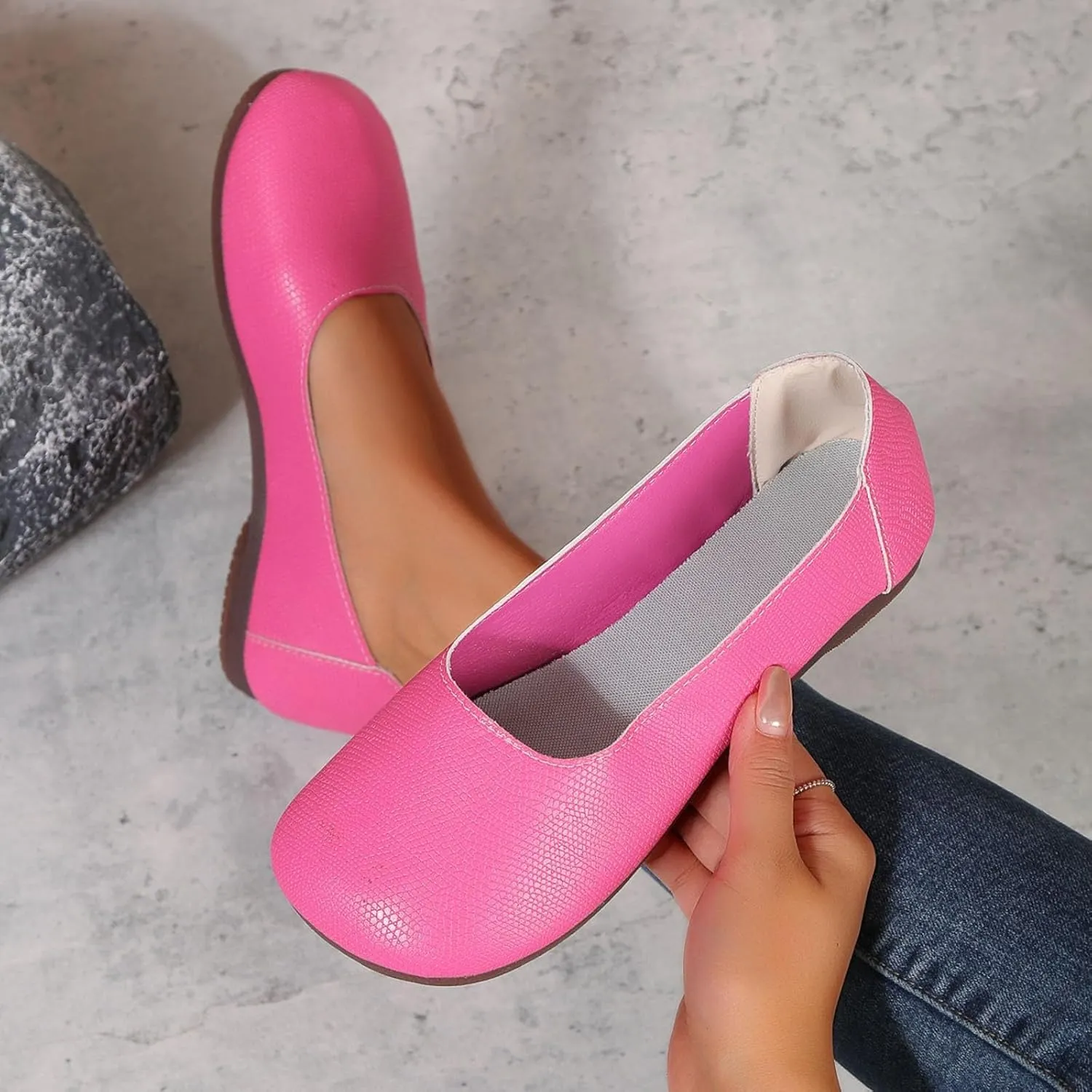 Women's Flats Shoes Summer Comfortable Closed Toe Slip on Ballet Flats Casual Soft Bottom Driving Work Walking Shoes Elegant Wedges