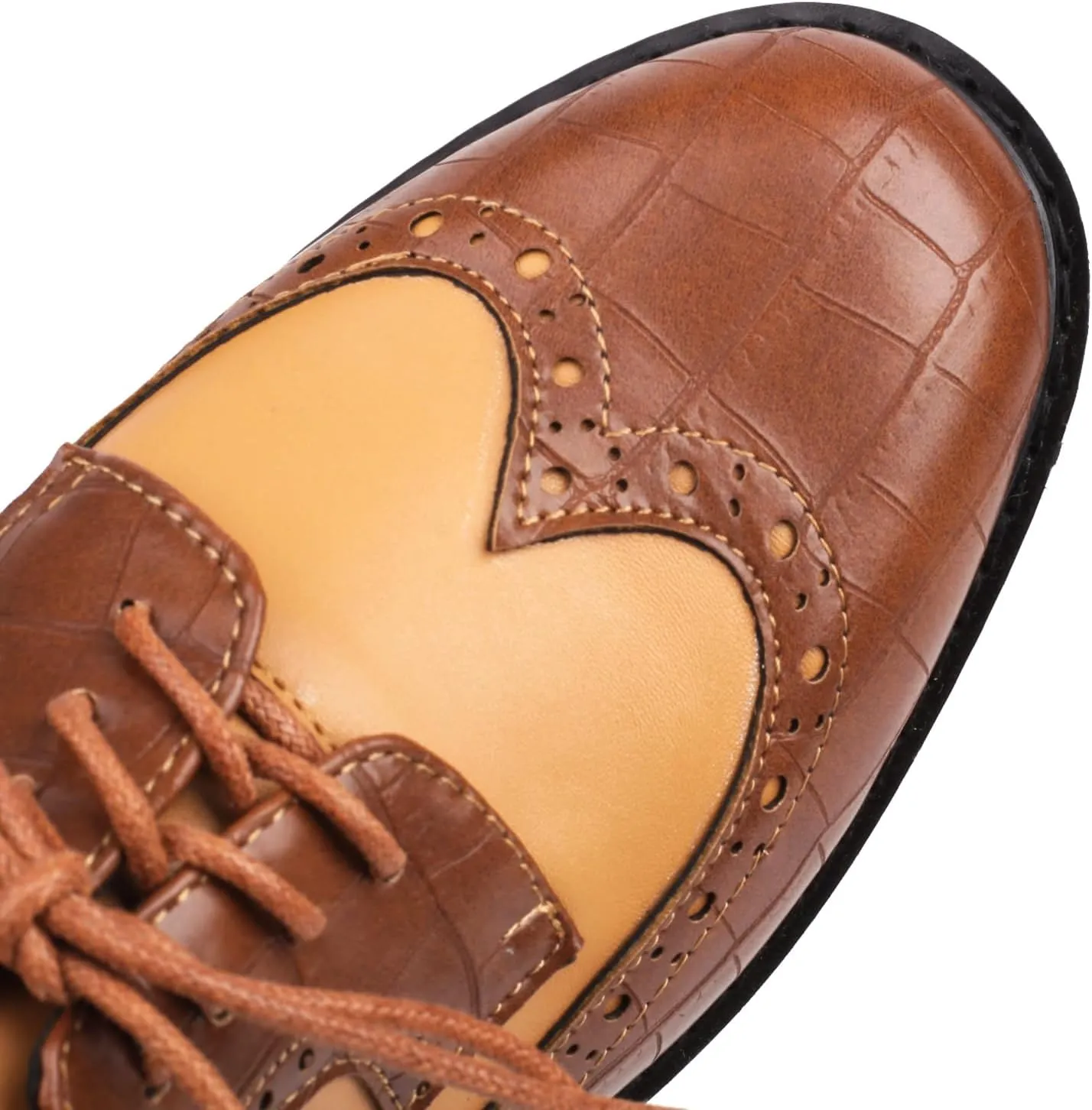 Women's Lace up Brogue Oxford Western Shoes Closed Round Toe Concise Party Comfortable Business Oxfords Chunky Dating Wedding Vintage Wingtip Low Block All Weather Heels